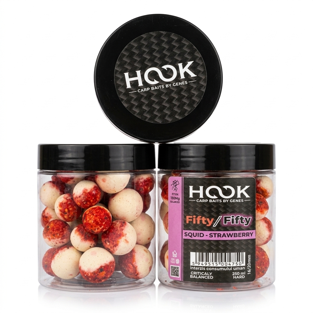 Boilies bilanciate Fifty-Fifty SQUID & STRAWBERRY 16/20mm